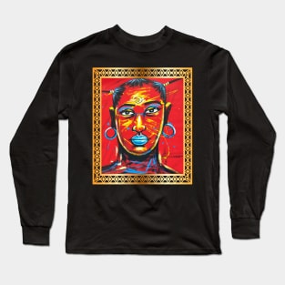 African Woman, Afro African Artwork, Black History Long Sleeve T-Shirt